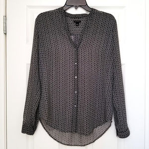 Ann Taylor Black & White Circle Pattern Blouse